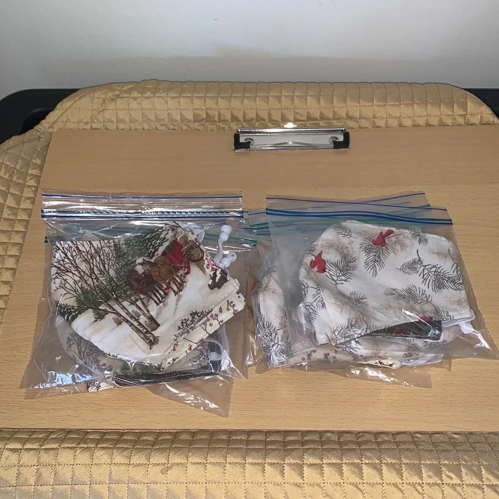 Handmade Christmas Face Mask (4) Cardinal (3) Horse Sleigh New 7 total